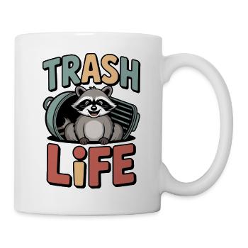 Waschbär Humor – Trash Life - Tasse - Weiß - Rechts