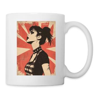 Cool punk woman under red sun - Mug - white - Right