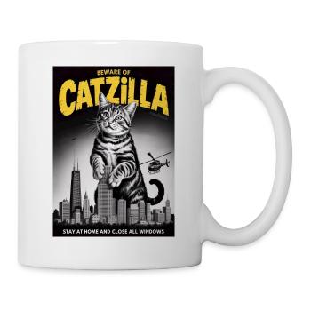 Catzilla sur les toits de la ville - Mug blanc - blanc - Droite
