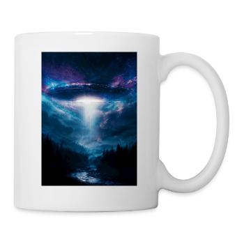 Faisceau d’OVNI au-dessus de la forêt de minuit - Mug blanc - blanc - Droite