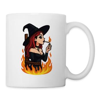 Hexe in Flammen – Gothic Halloween - Tasse - Weiß - Rechts