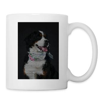 Mosaik Hund mit bunter Halskette - Tasse - Weiß - Rechts
