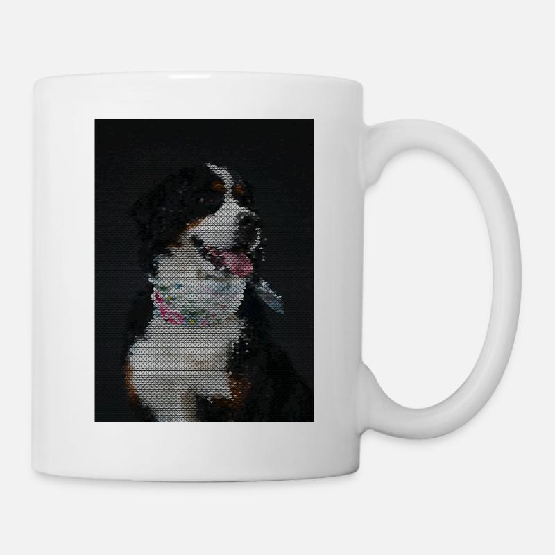 Mosaik Hund mit bunter Halskette - Tasse - Weiß