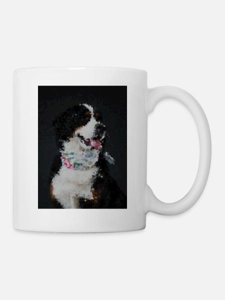 Chien en mosaïque avec collier coloré - Mug blanc - blanc