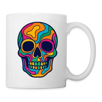 Crâne multicolore Halloween - Mug blanc - blanc - Droite