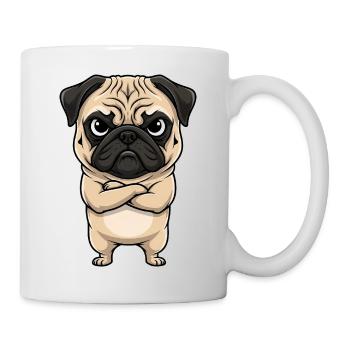 Mops Cartoon mürrisch grumpy sauer genervt süß - Mug blanc - blanc - Droite