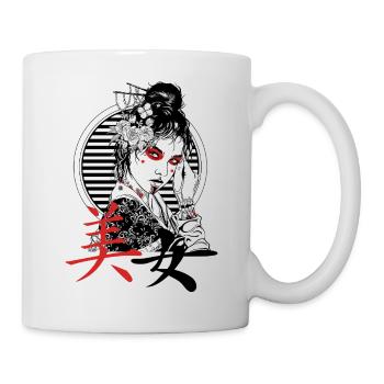 Schwarze und rote florale Schönheit - Tasse - Weiß - Rechts