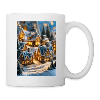 Gemütliches verschneites Dorf Winterglühen - Tasse - Weiß - Rechts