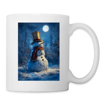 Bonhomme de neige au clair de lune dans la forêt de givre - Mug blanc - blanc - Droite