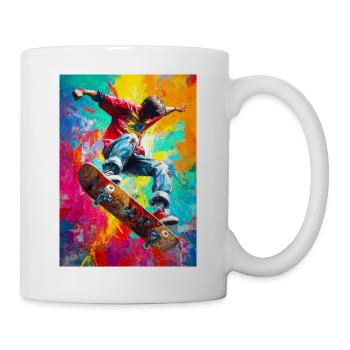 Chromatischer Skateboard Splash - Tasse - Weiß - Rechts