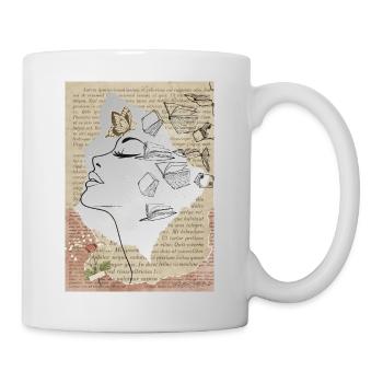 Literary Dream: Face with Butterflies - Mug - white - Right