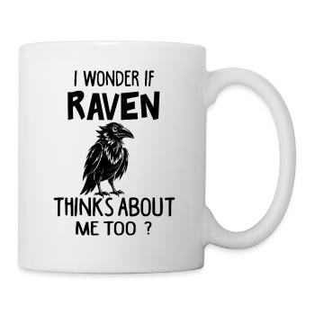 I Wonder If Raven Thinks About Me Too Funny Raven - Mug - white - Right