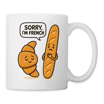 Croissant et baguette – Sorry I'm French humour - Mug - white - Right