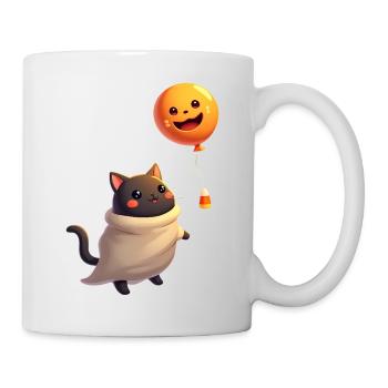 Chat d’Halloween avec citrouille d’Halloween - Mug blanc - blanc - Droite