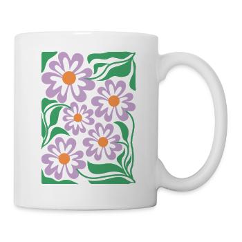 Lila Blumen Muster Boho Flora  - Tasse - Weiß - Rechts