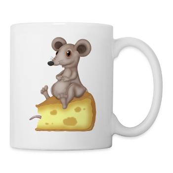 Niedliche Maus auf Käse - Tasse - Weiß - Rechts