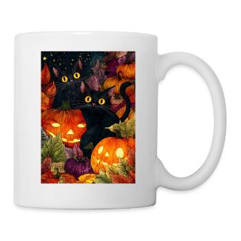 Halloween Moonlit Citrouille Chats - Mug blanc - blanc - Droite