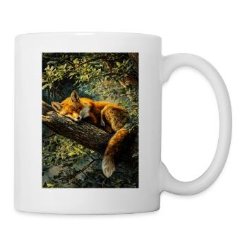 Schlafender Fuchs im sonnenbeschienenen Wald - Tasse - Weiß - Rechts
