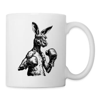 Känguru mit Boxhandschuhen schwarz :) - Tasse - Weiß - Rechts