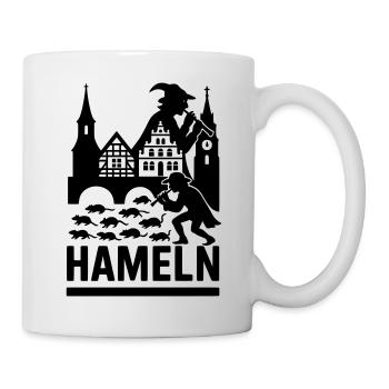 Hameln Stadt Rattenfänger Silhouette - Tasse - Weiß - Rechts