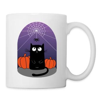 Halloween Cat, Spider and Pumpkins - Mug - white - Right