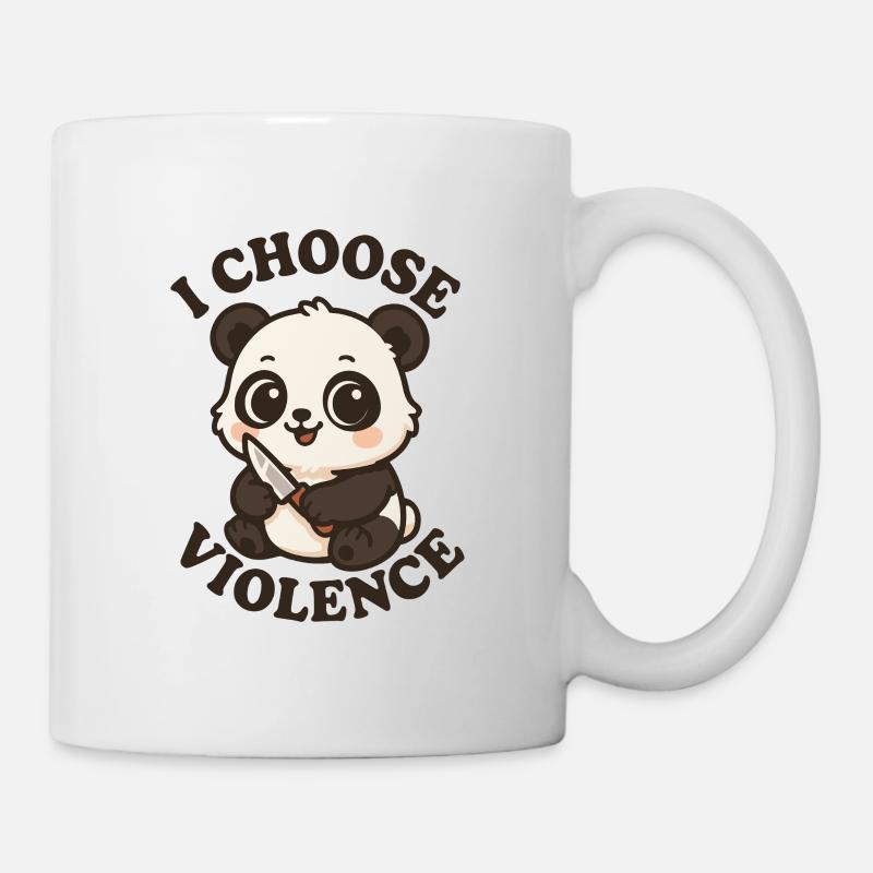 Rebellious Cute Panda – Black and kawaii humor - Mug - white