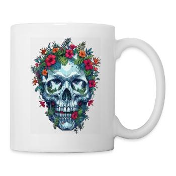 Crystal Skull with Tropical Flowers - Mug - white - Right
