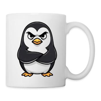Mürrischer Pinguin Cartoon wütend genervt Arme  - Mug blanc - blanc - Droite