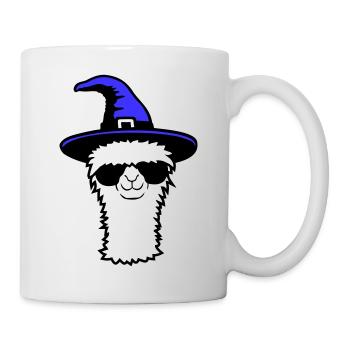 Lama Cool Hexenhut Sonnenbrille Halloween Alpaka - Tasse - Weiß - Rechts