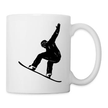 Silhouette minimaliste de snowboard Sports d’hiver - Mug blanc - blanc - Droite