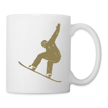 Silhouette minimaliste de snowboard Sports d’hiver - Mug blanc - blanc - Droite