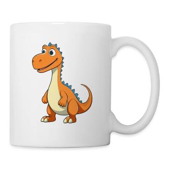 Fröhlicher Dino Cartoon - Tasse - Weiß - Rechts