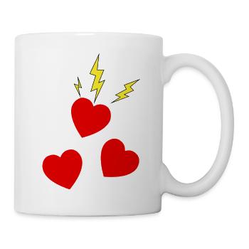 Electric hearts in red - Mug - white - Right