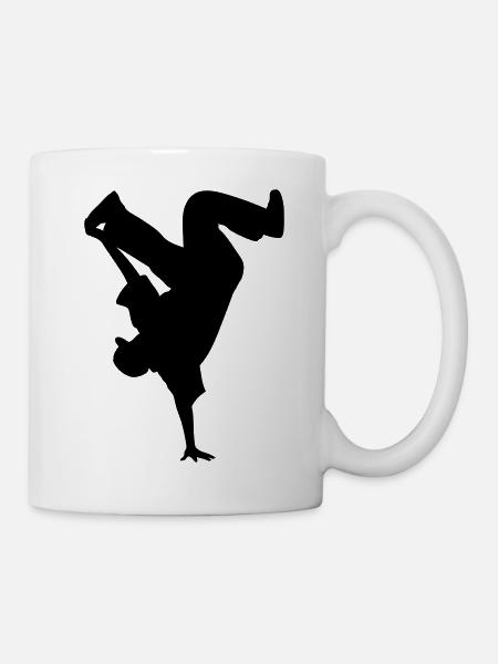 B-Boy Silhouette – Breakdance Power Move Équilibre sur les mains - Mug blanc - blanc