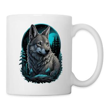 Mystic Wolf at Full Moon - Mug - white - Right