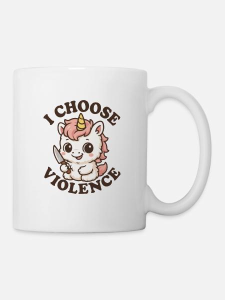 Rebellious Unicorn – I Choose Violence - Mug - white