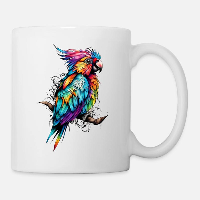 Colorful Parrot Color Fire - Mug - white
