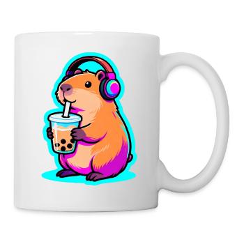 Süßes Capybara Bubble Tea Kawaii Tier Geschenk - Tasse - Weiß - Rechts