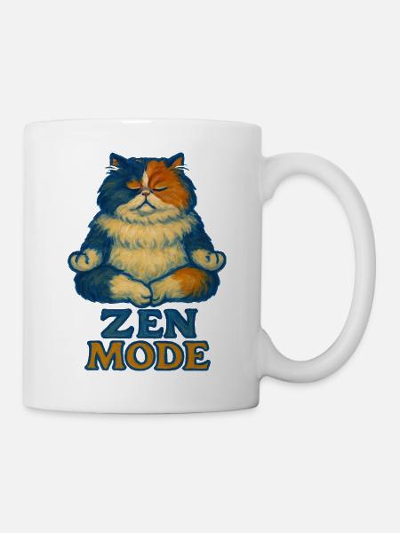 Zen-Katze im Ruhemodus - Tasse - Weiß