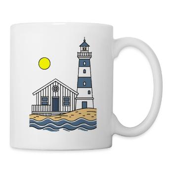Lighthouse and Beach House by the Sea - Mug - white - Right