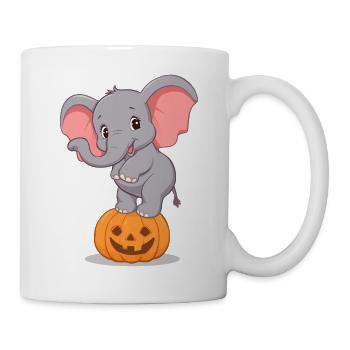 Cartoon Elephant on Halloween Pumpkin - Mug - white - Right