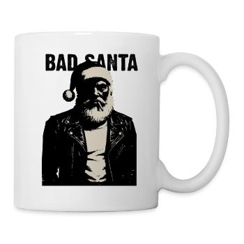 Rebellischer Weihnachtsmann in Lederjacke - Tasse - Weiß - Rechts