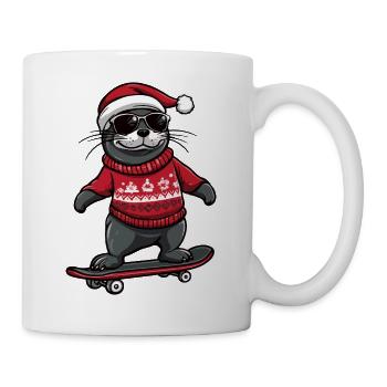 Robbe Tier Weihnachten Lustig - Tasse - Weiß - Rechts