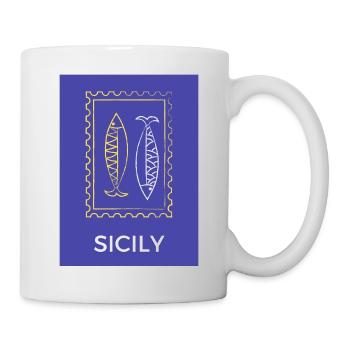 Sicilian fish silhouette Sicily - Mug - white - Right