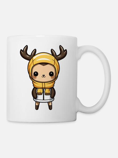 Reh Niedlich Comic Winter - Tasse - Weiß
