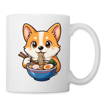 Corgi mange des nouilles ramen - Mug blanc - blanc - Droite
