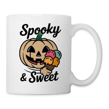Kürbis mit Eiscreme Cartoon - Mug - white - Right