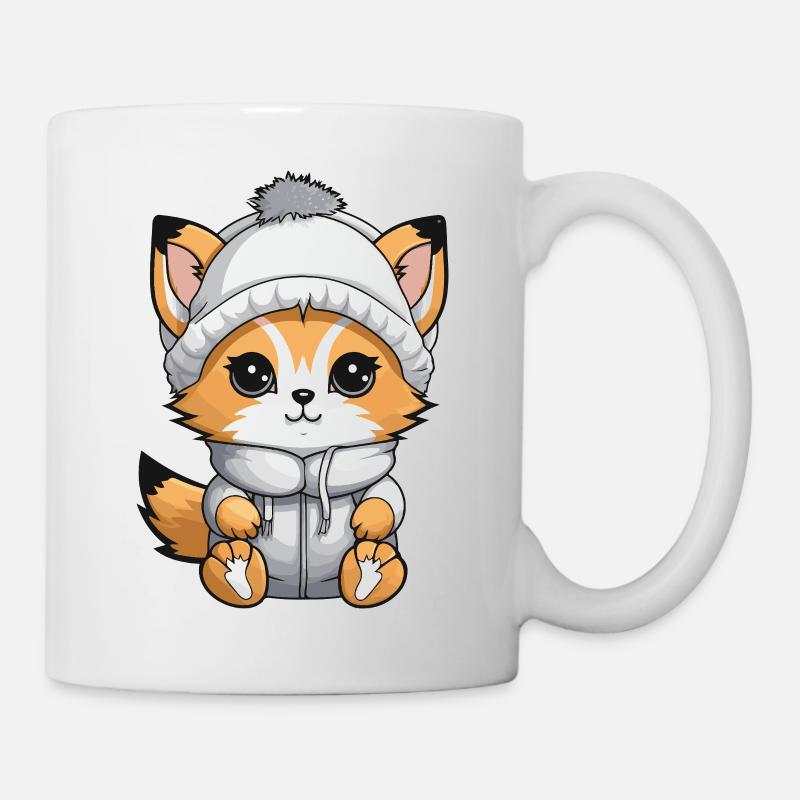 Fuchs Winter Comic - Tasse - Weiß