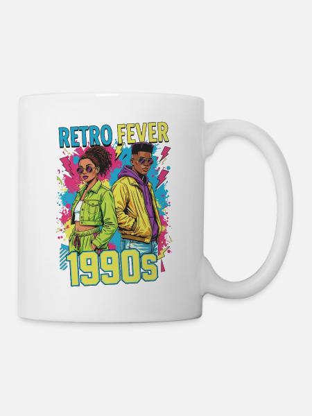 90s 90er Jahre Musik Bunt Party Karneval Kostüm - Tasse - Weiß