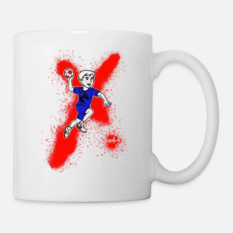 Handball garçon en saut - Mug blanc - blanc